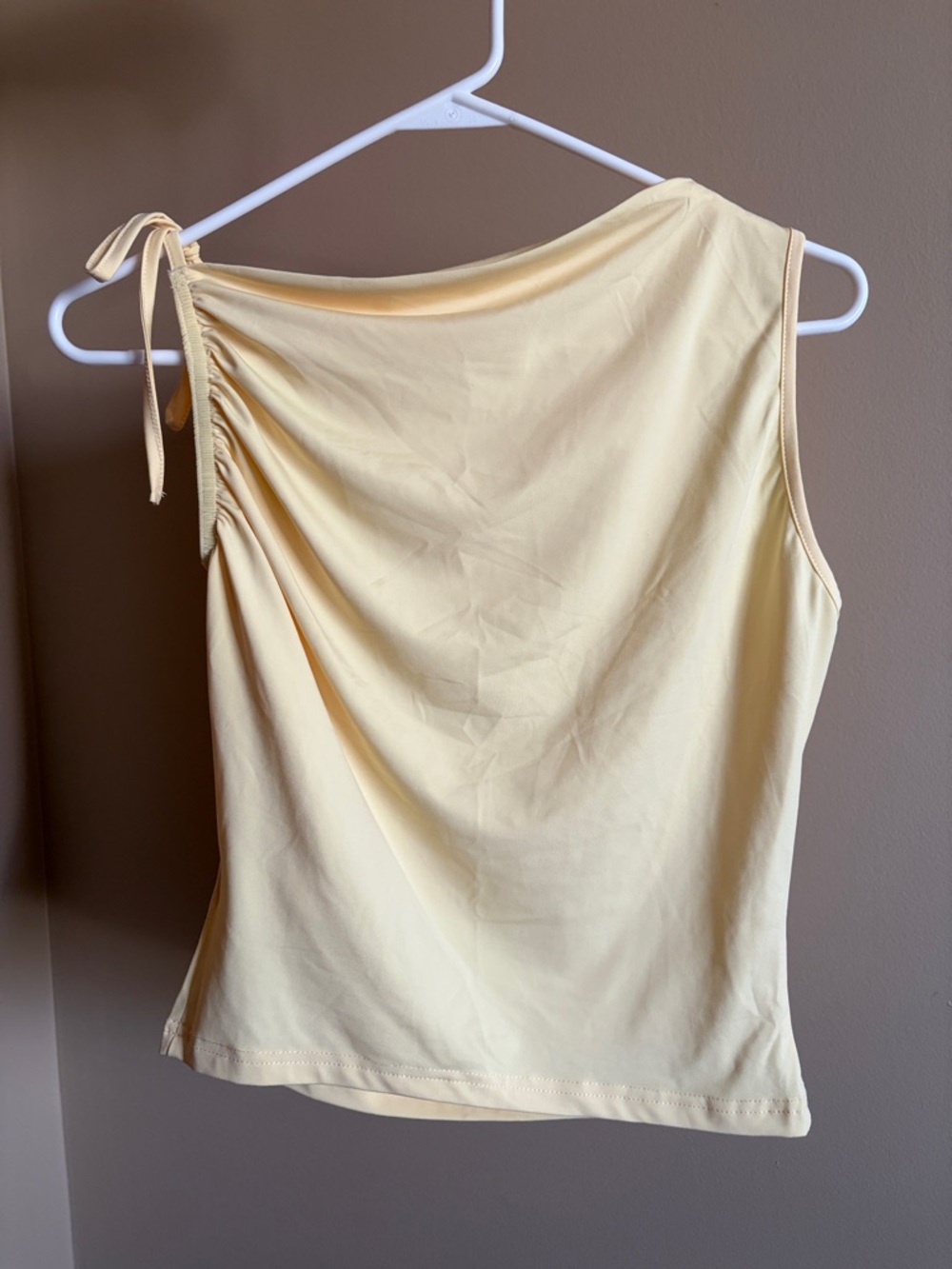 Asymmetrical Tank Going Out Top Tie Yellow Ruched